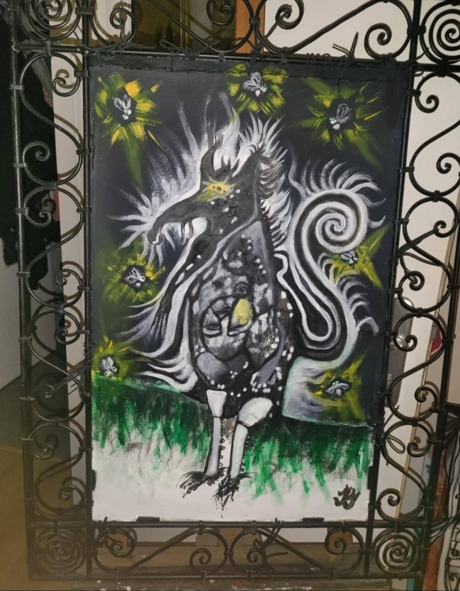 Figure noire, blanche et verte